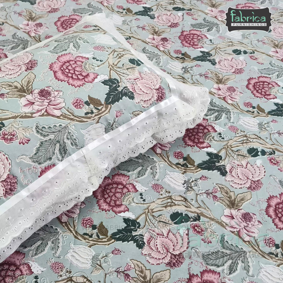 Traditional Anokhi Prints Pure Cotton King Size Lacework  Bedsheet