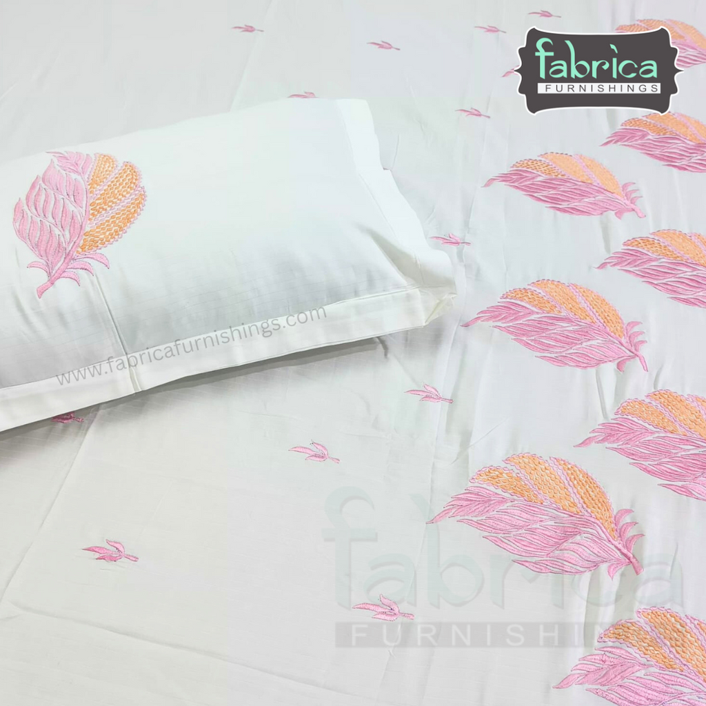 Kasturi Designer Pure Cotton Embroidered king Size Bedsheet