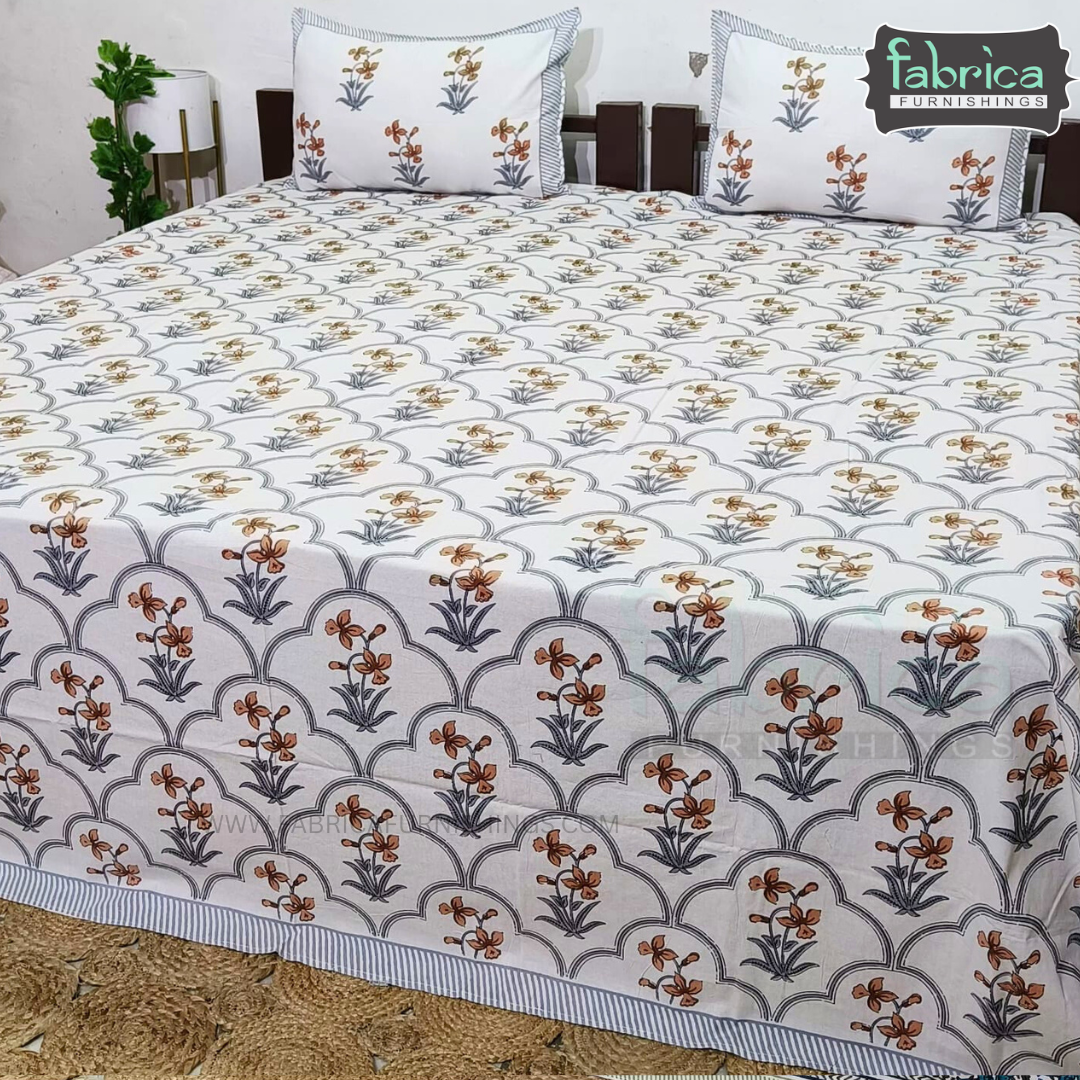 Elite printed pure cotton king size bedsheet set
