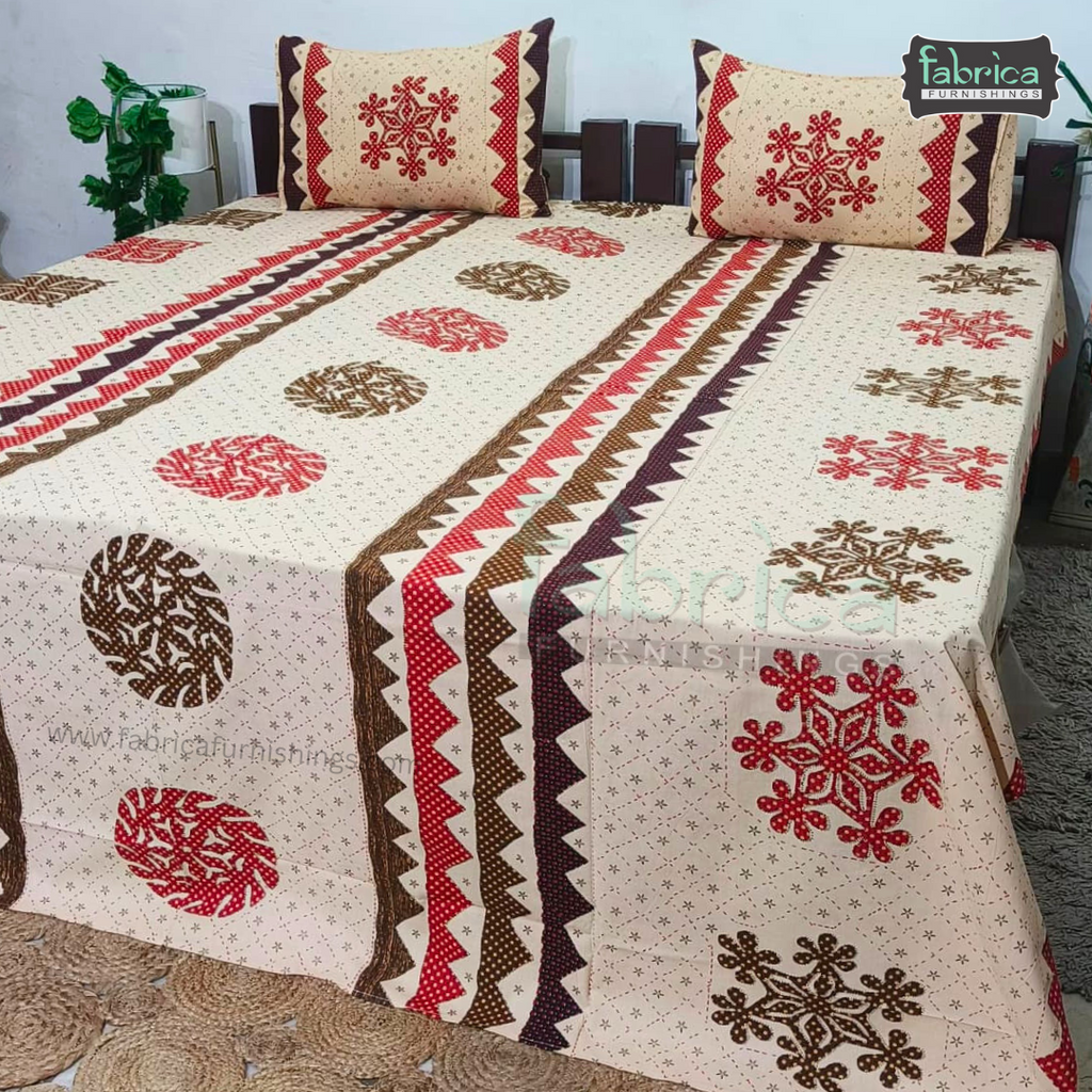 Gujri Traditional  print pure cotton King Size Bedsheet