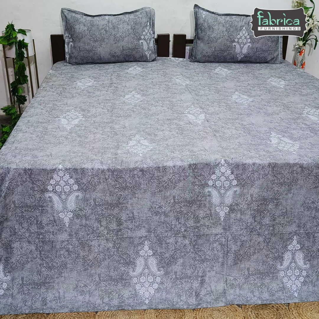 Texture Super King Size Pure Cotton Printed Bedsheet Set