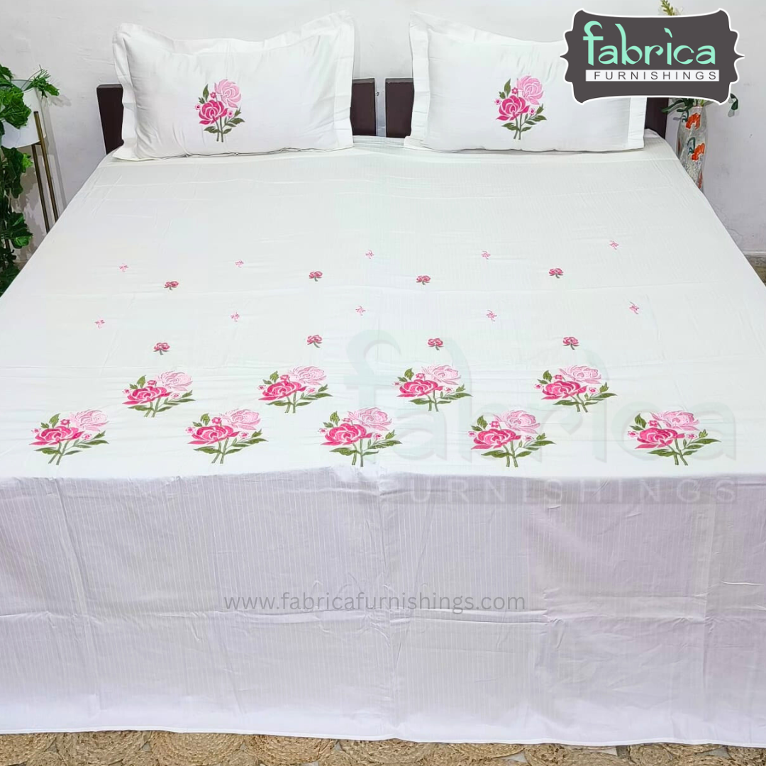 Kasturi Designer Pure Cotton Embroidered king Size Bedsheet