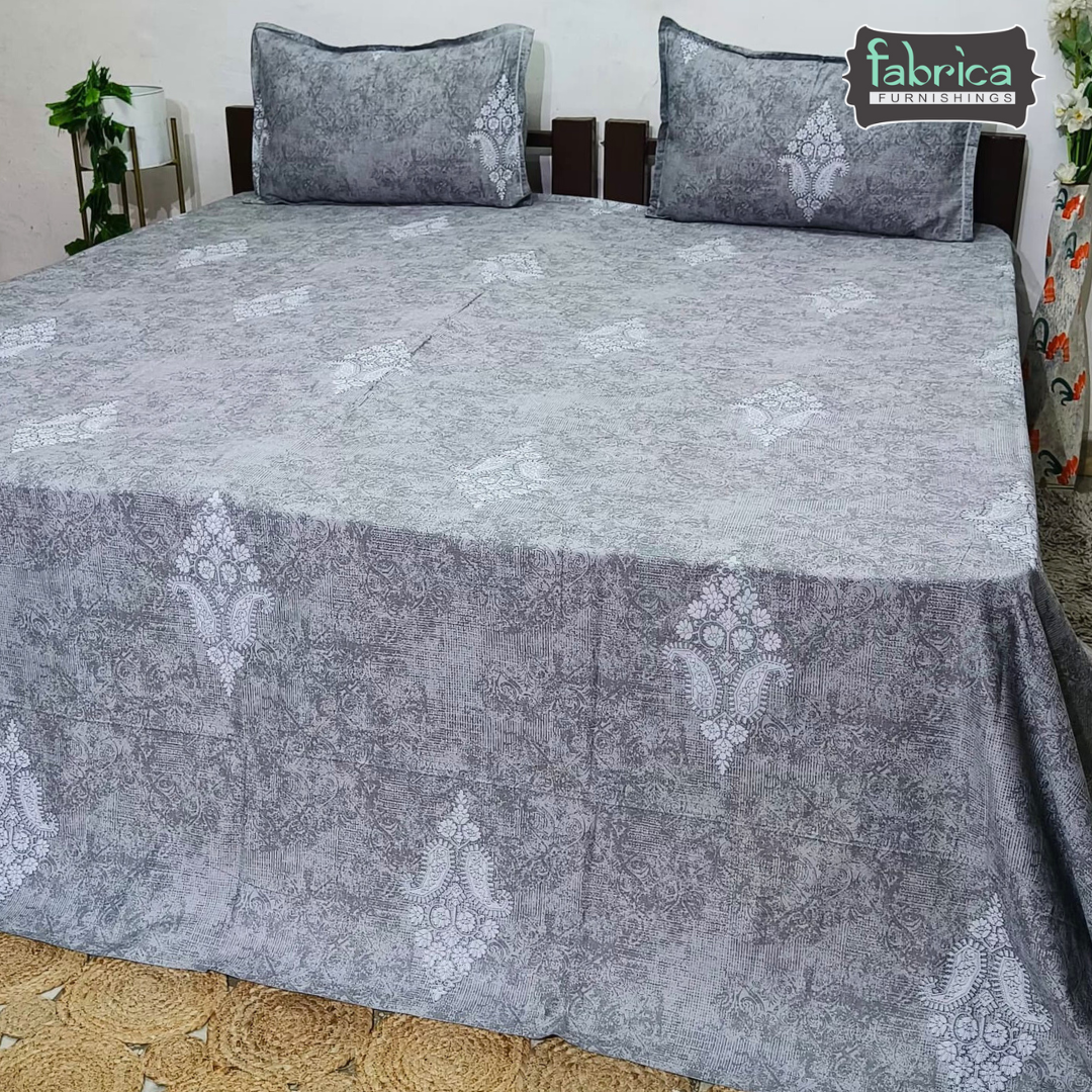 Texture Super King Size Pure Cotton Printed Bedsheet Set