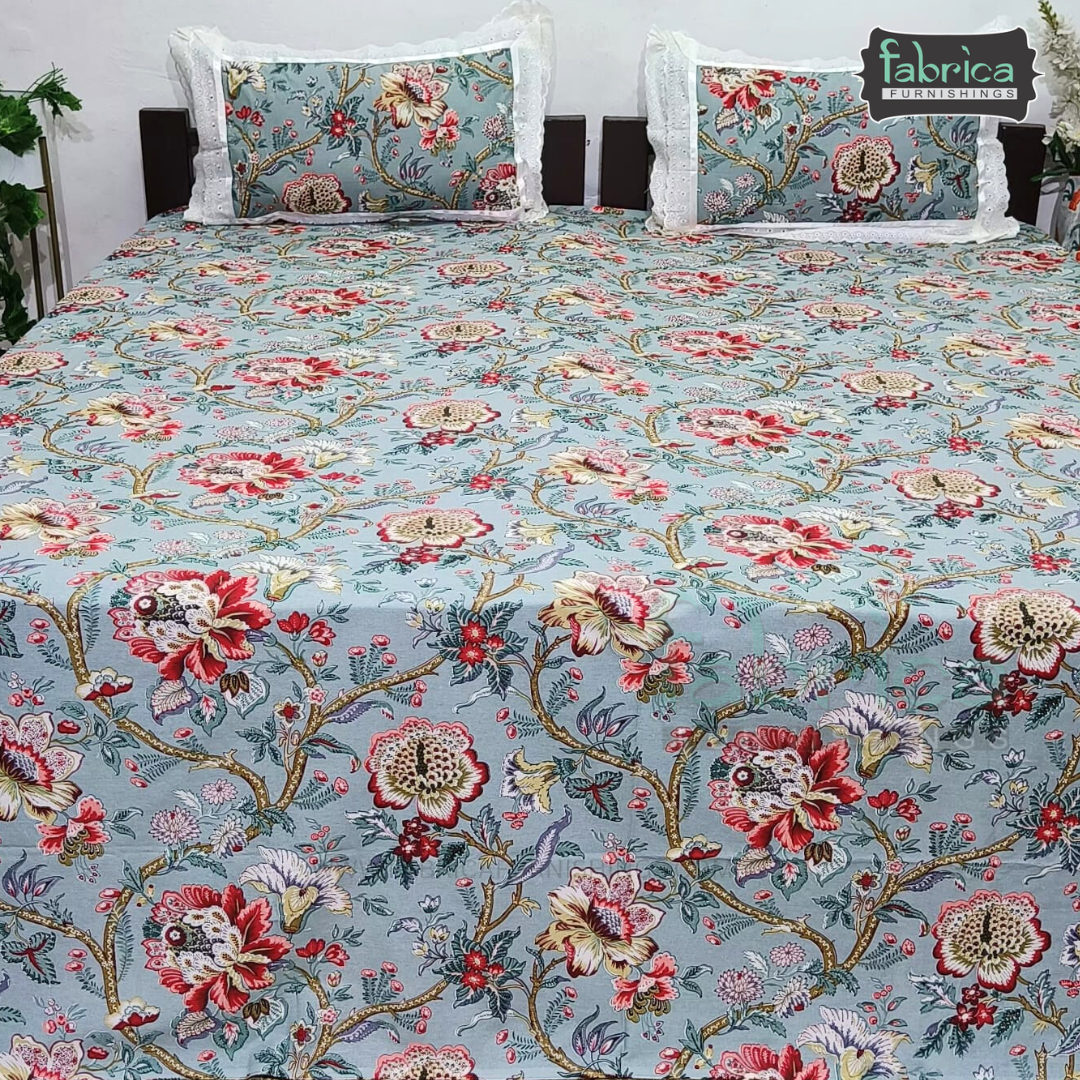 Traditional Anokhi Prints Pure Cotton King Size Lacework  Bedsheet