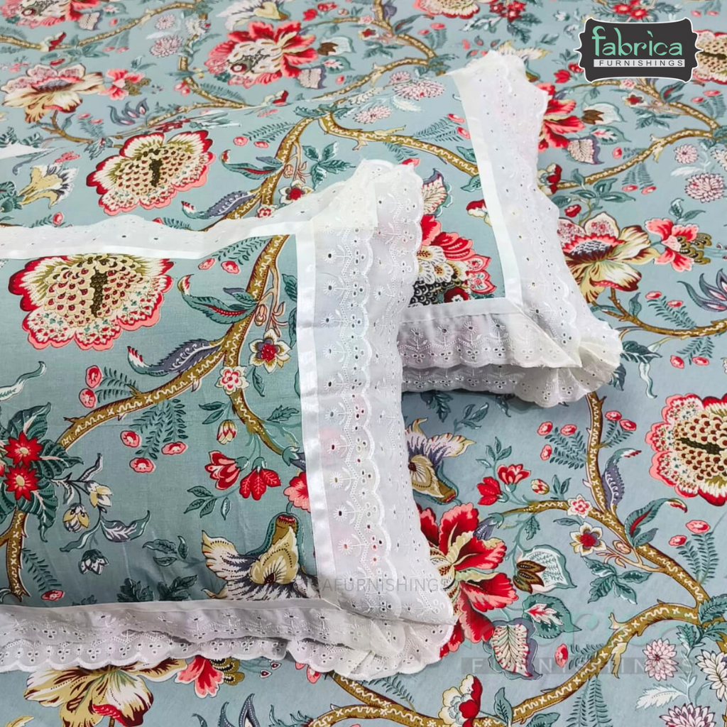 Traditional Anokhi Prints Pure Cotton King Size Lacework  Bedsheet