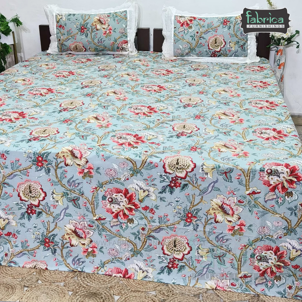 Traditional Anokhi Prints Pure Cotton King Size Lacework  Bedsheet