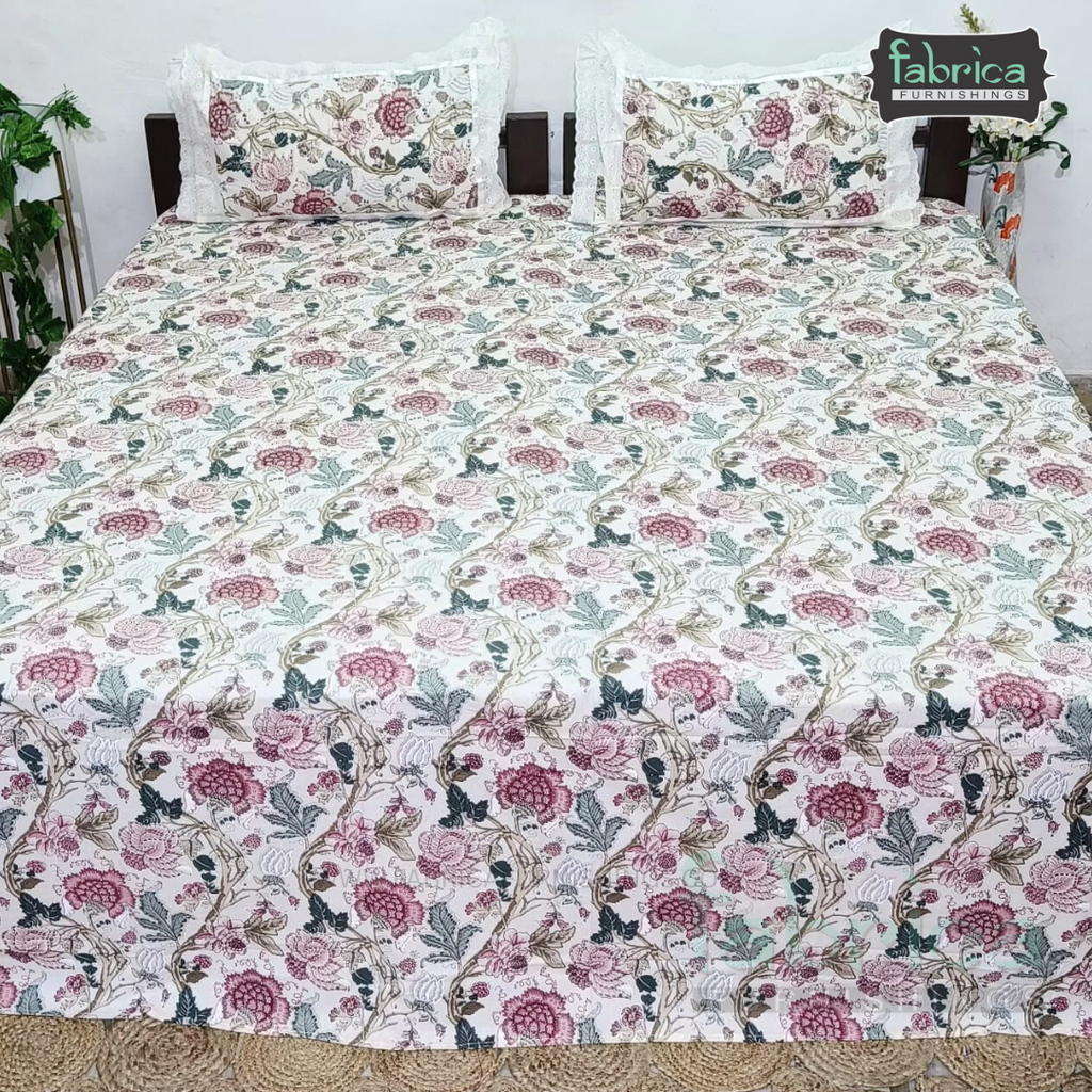 Traditional Anokhi Prints Pure Cotton King Size Lacework  Bedsheet