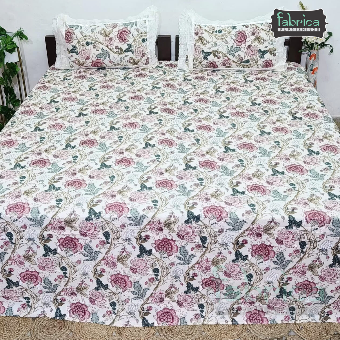 Traditional Anokhi Prints Pure Cotton King Size Lacework  Bedsheet