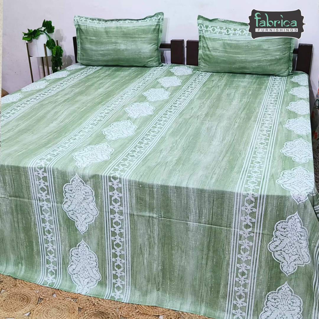 Texture Super King Size Pure Cotton Printed Bedsheet Set