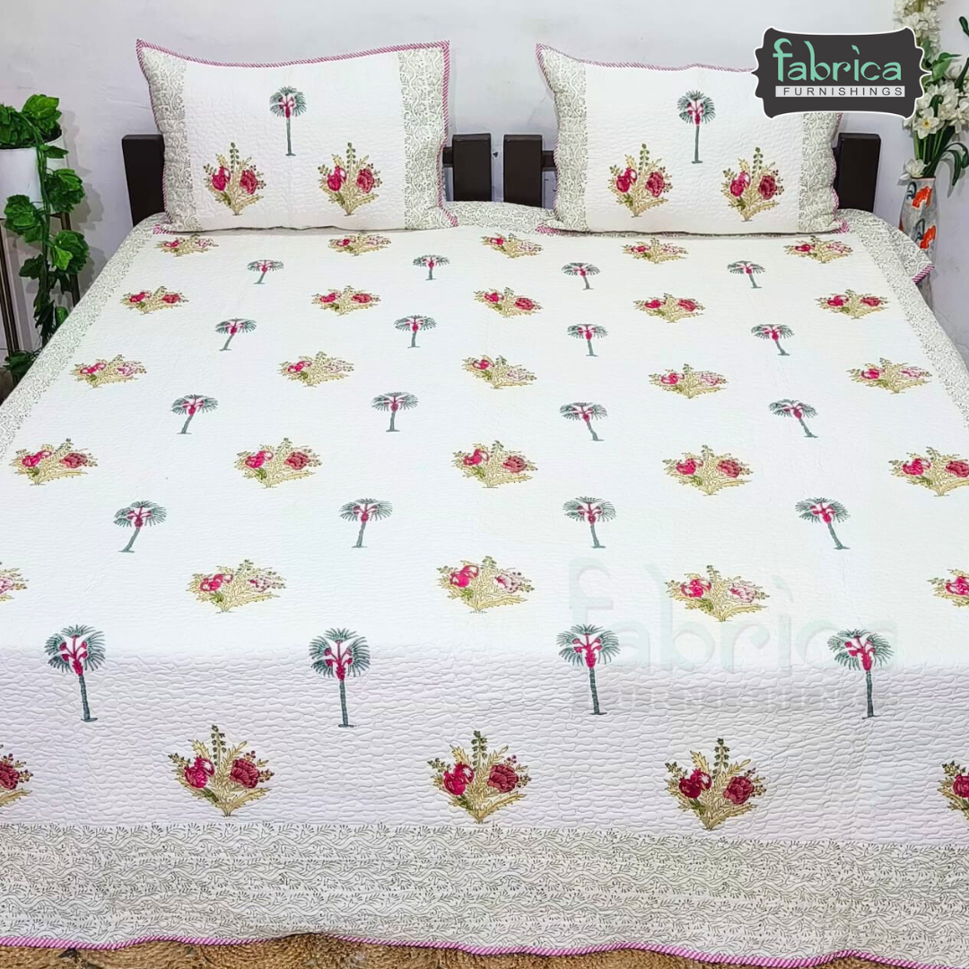 Sanganeri dreams Mul Cotton Handblock Printed king Size Quilted Bedcovers