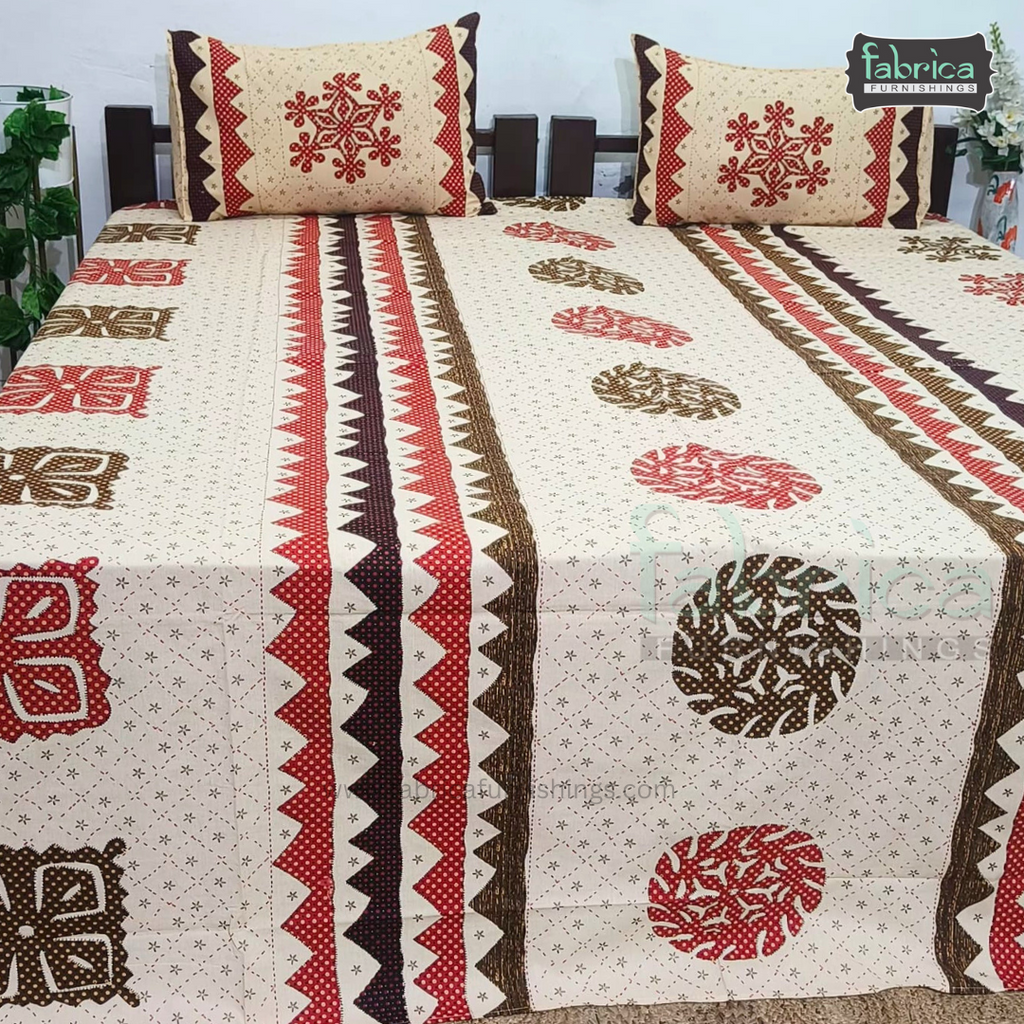 Gujri Traditional  print pure cotton King Size Bedsheet