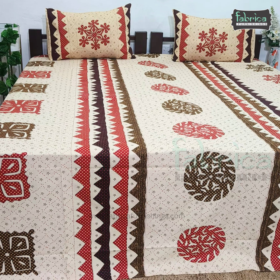 Gujri Traditional  print pure cotton King Size Bedsheet