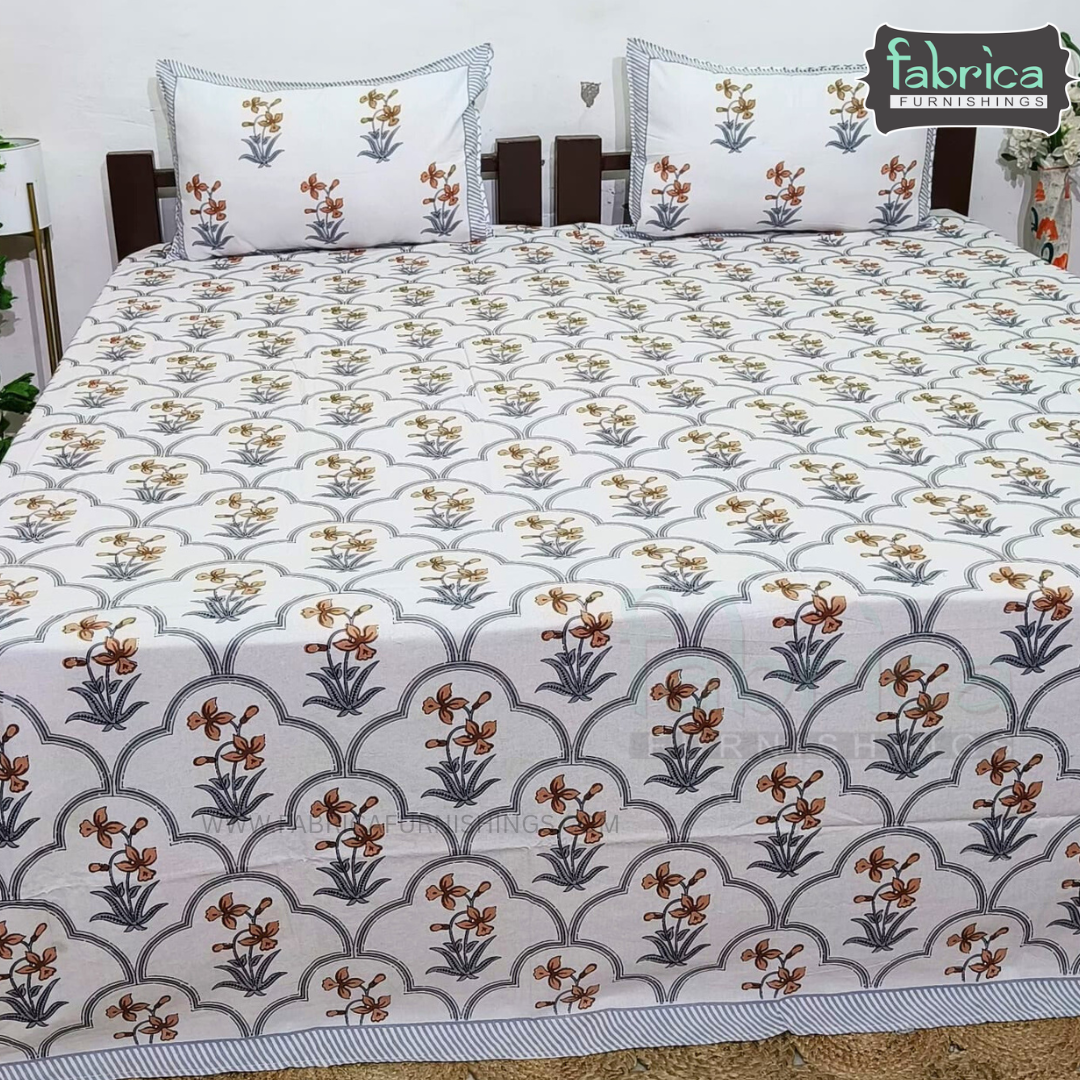 Elite printed pure cotton king size bedsheet set