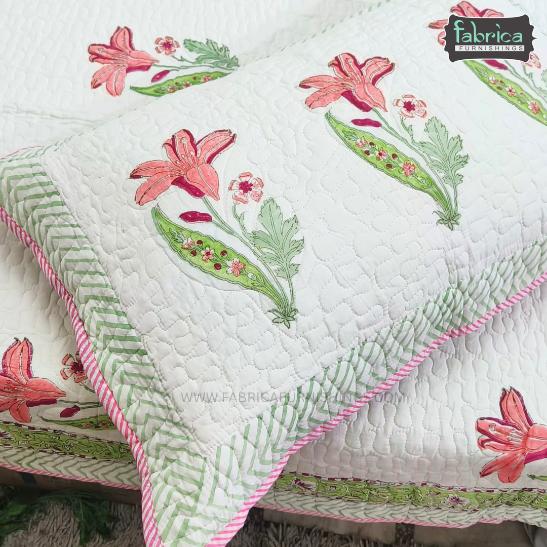 Sanganeri dreams Mul Cotton Handblock Printed king Size Quilted Bedcovers