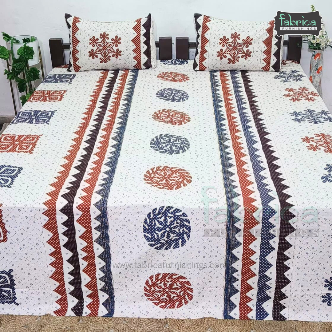 Gujri Traditional  print pure cotton King Size Bedsheet