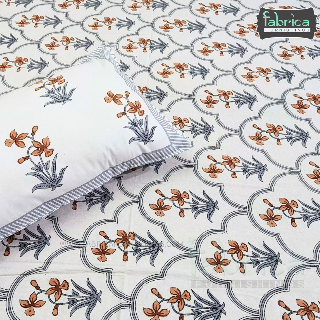 Elite printed pure cotton king size bedsheet set