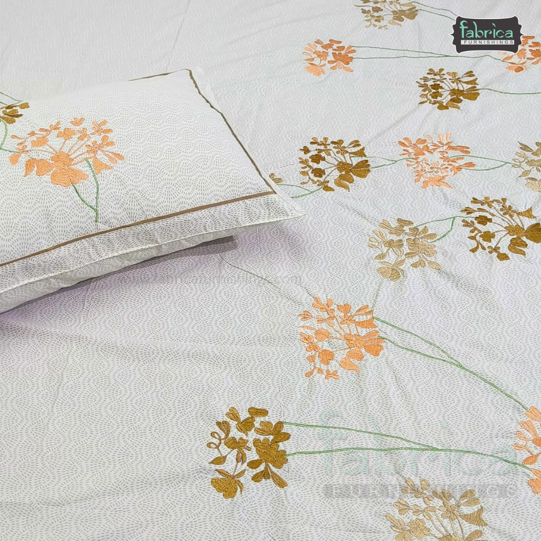 Kasturi Designer Pure Cotton Embroidered king Size Bedsheet