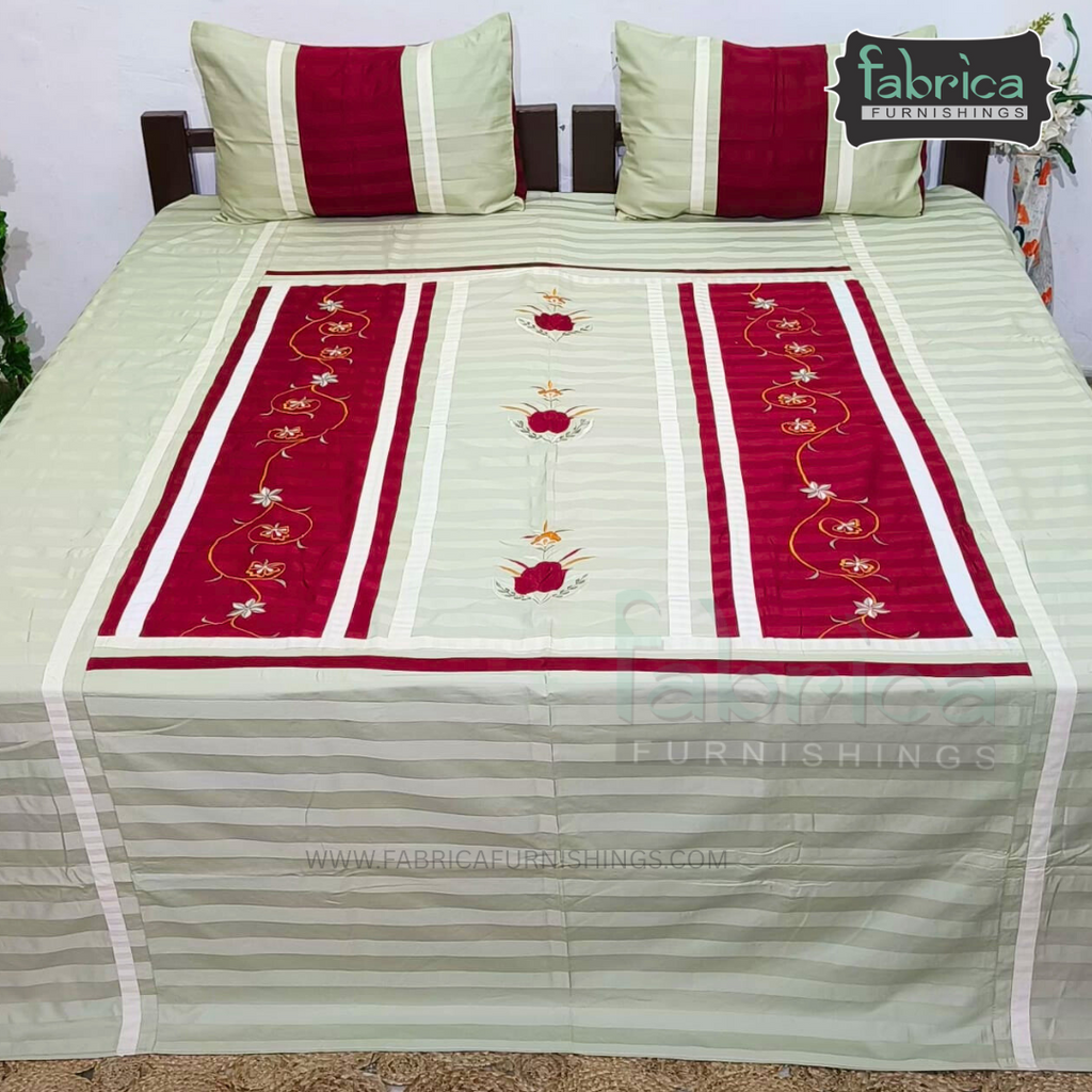 Fabby Decor Designer Embroidered king Size Bed Sheets