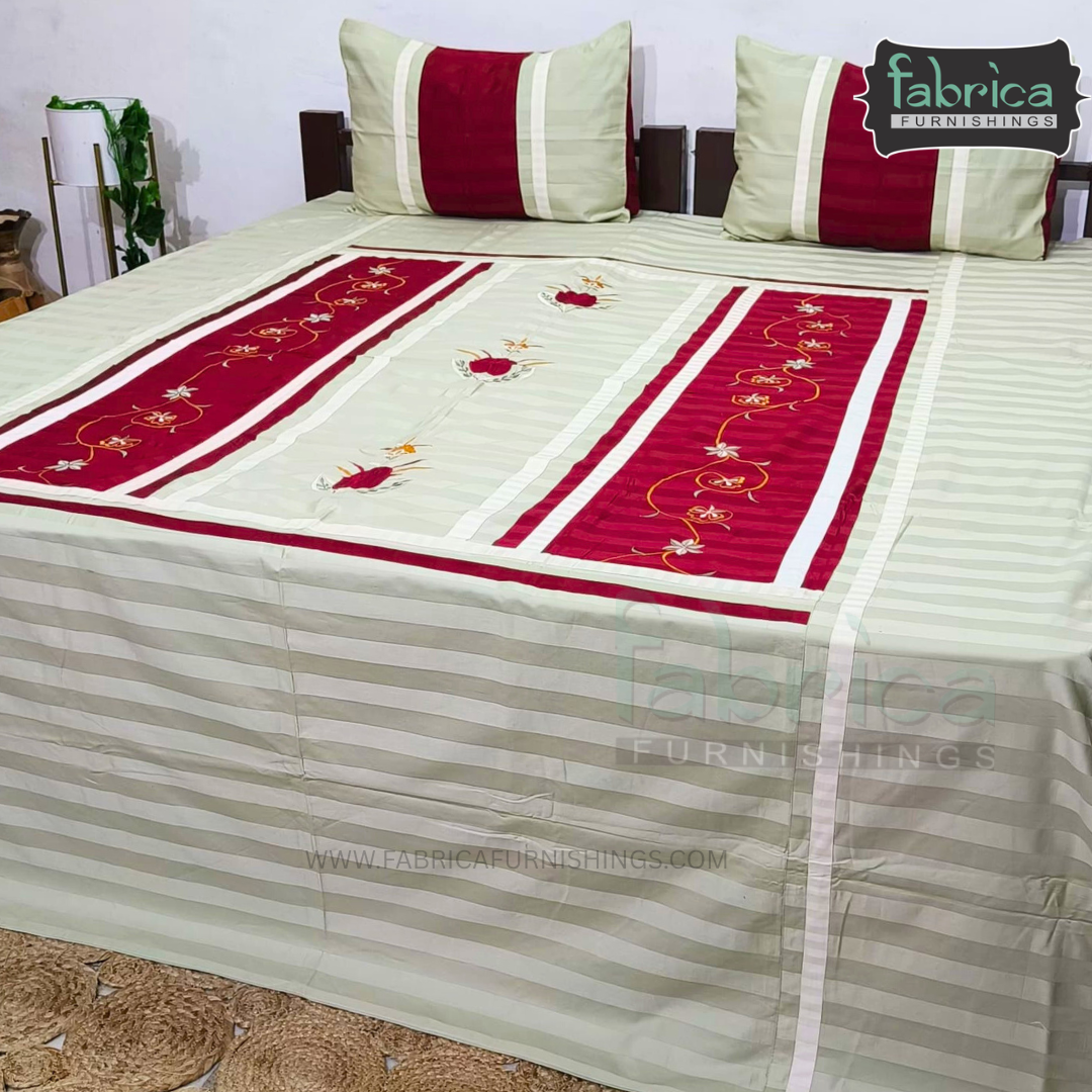 Fabby Decor Designer Embroidered king Size Bed Sheets