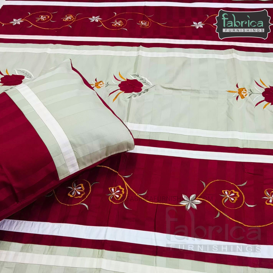 Fabby Decor Designer Embroidered king Size Bed Sheets