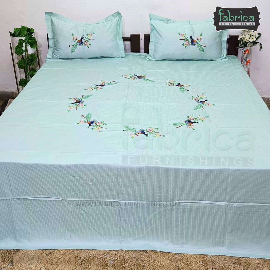 Fabby Decor Designer Embroidered king Size Bed Sheets