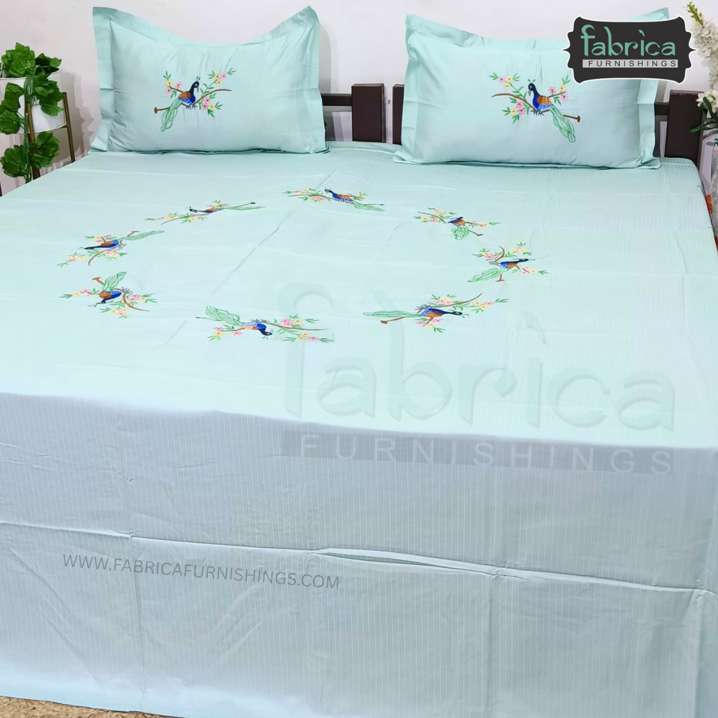 Fabby Decor Designer Embroidered king Size Bed Sheets