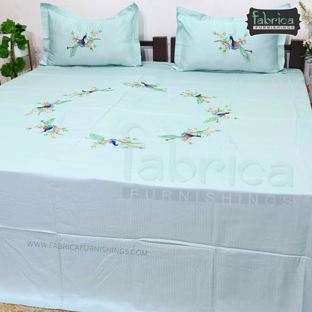 Fabby Decor Designer Embroidered king Size Bed Sheets