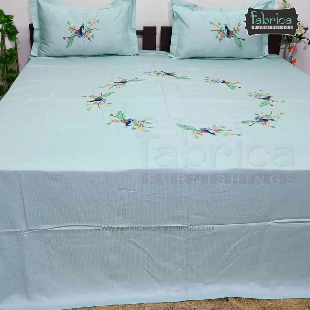 Fabby Decor Designer Embroidered king Size Bed Sheets