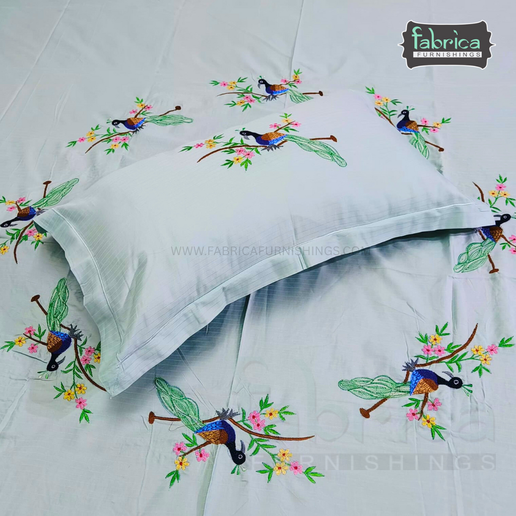 Fabby Decor Designer Embroidered king Size Bed Sheets