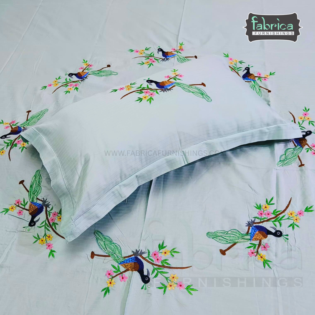 Fabby Decor Designer Embroidered king Size Bed Sheets
