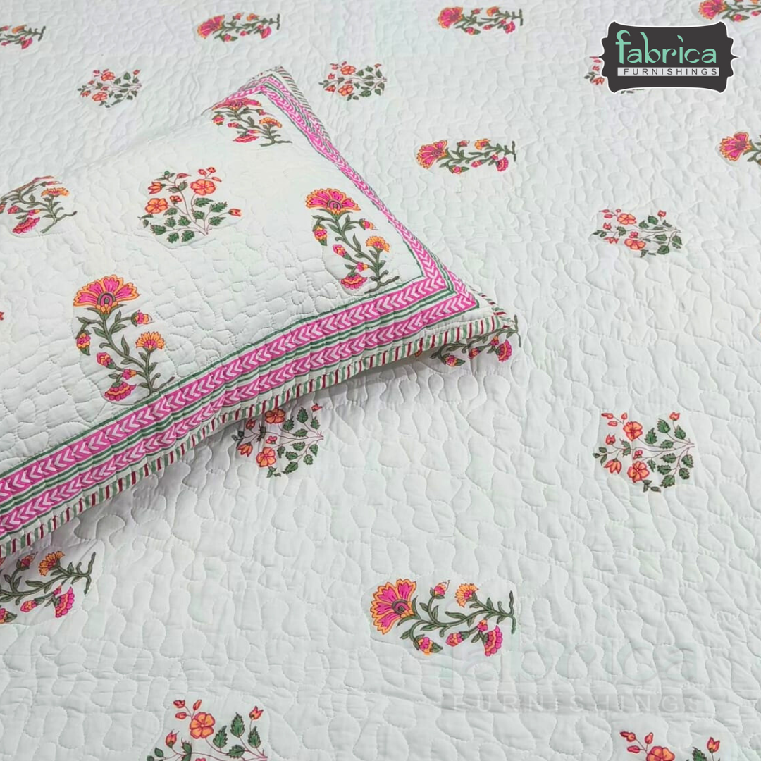 Sanganeri dreams Mul Cotton Handblock Printed king Size Quilted Bedcovers