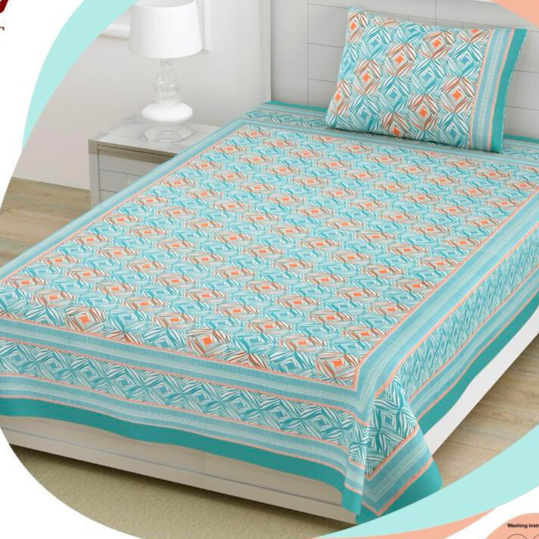 Shubh rang Printed Pure Cotton Single Bed Bedsheet