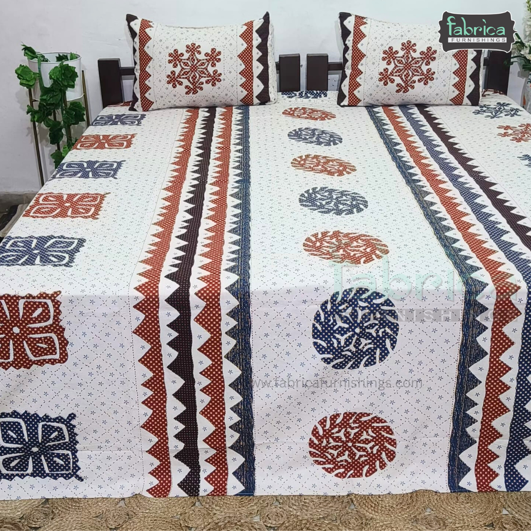 Gujri Traditional  print pure cotton King Size Bedsheet
