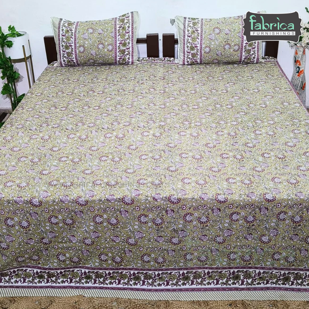 Elite printed pure cotton king size bedsheet set