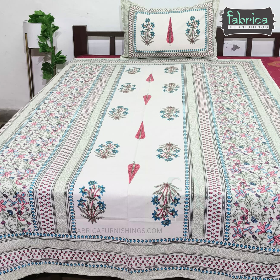 Rangbirangi  Printed Single Bed Pure Cotton Bedsheet Set