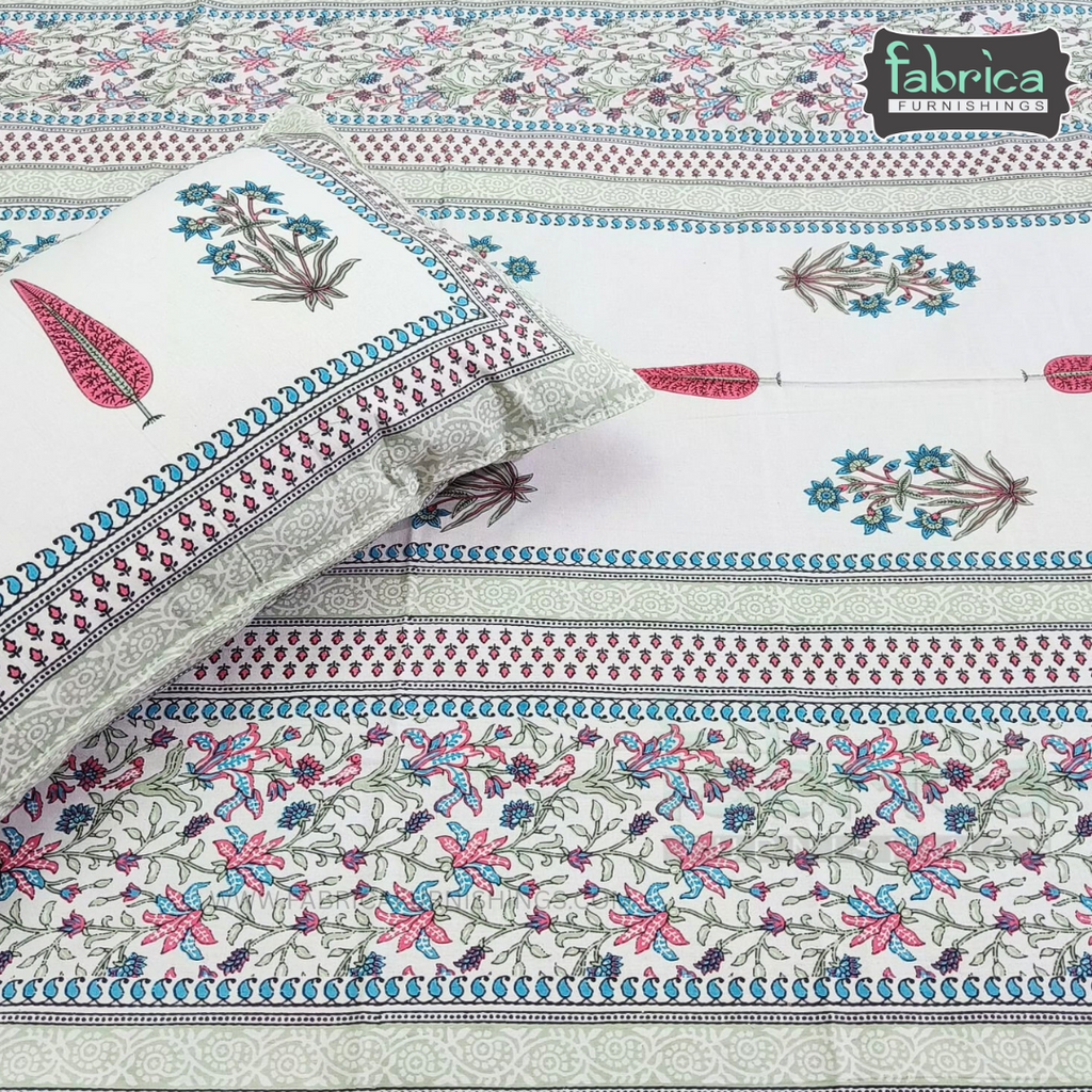 Rangbirangi  Printed Single Bed Pure Cotton Bedsheet Set