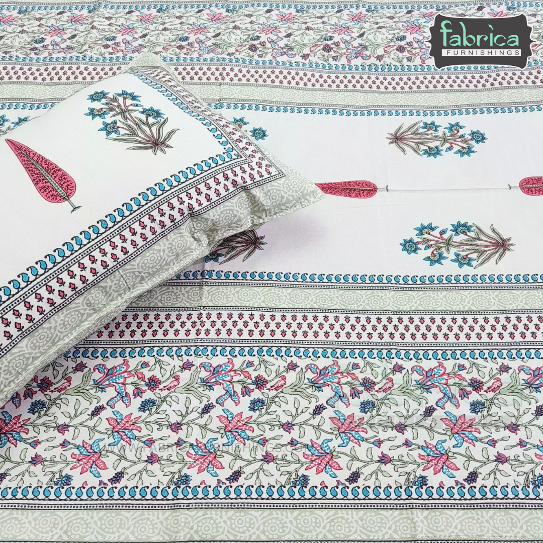 Rangbirangi  Printed Single Bed Pure Cotton Bedsheet Set