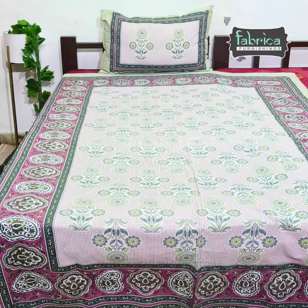 Rangbirangi  Printed Single Bed Pure Cotton Bedsheet Set