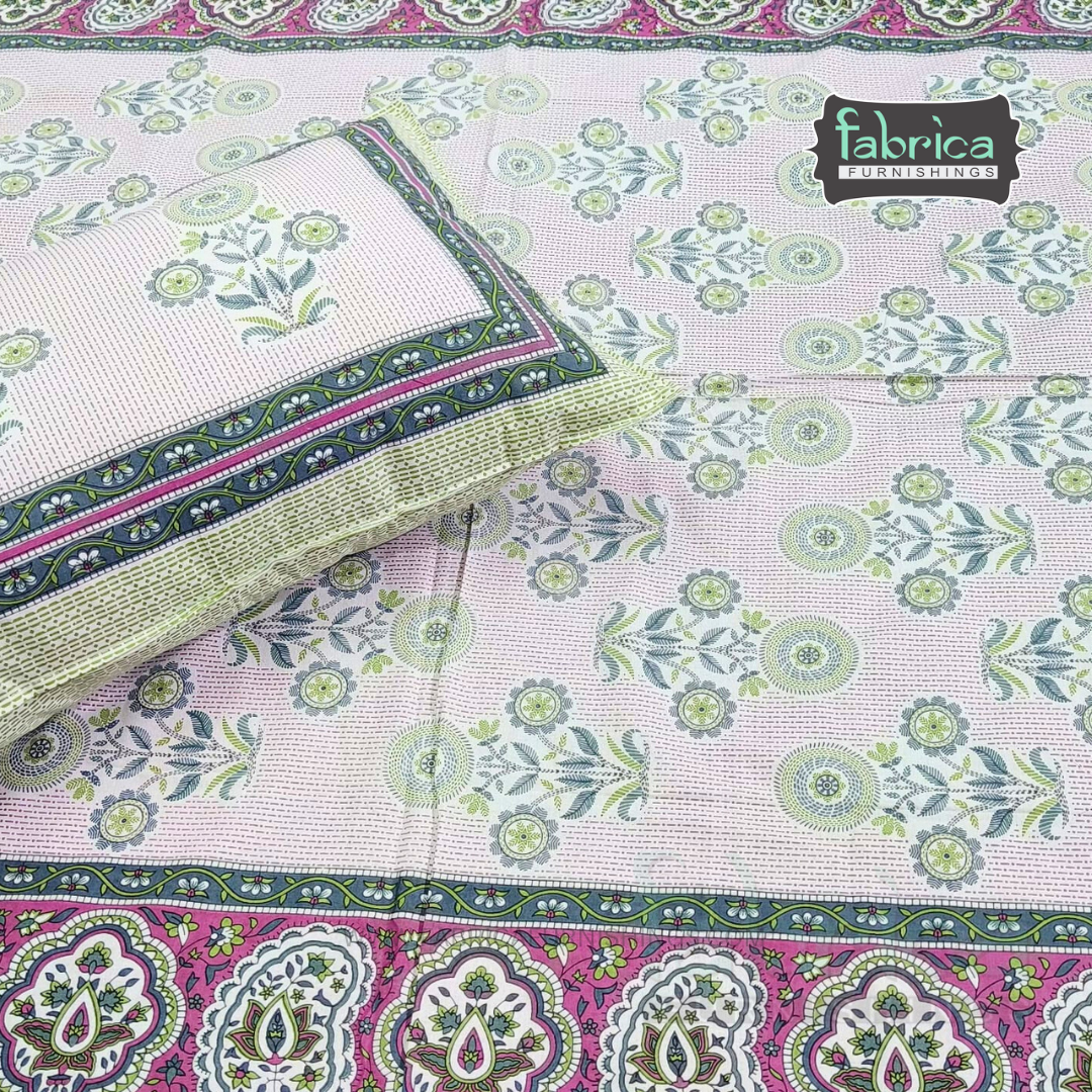Rangbirangi  Printed Single Bed Pure Cotton Bedsheet Set