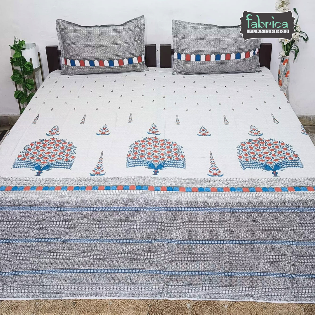 Sengol Super King Size Pure Cotton Printed Bedsheet Set