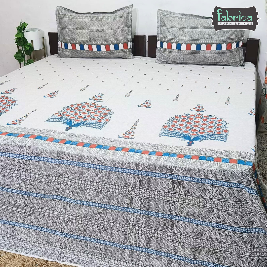 Sengol Super King Size Pure Cotton Printed Bedsheet Set