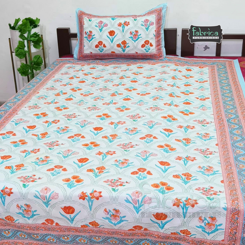 Ananta Pure Cotton Handblock Print Single Bed Bedsheet