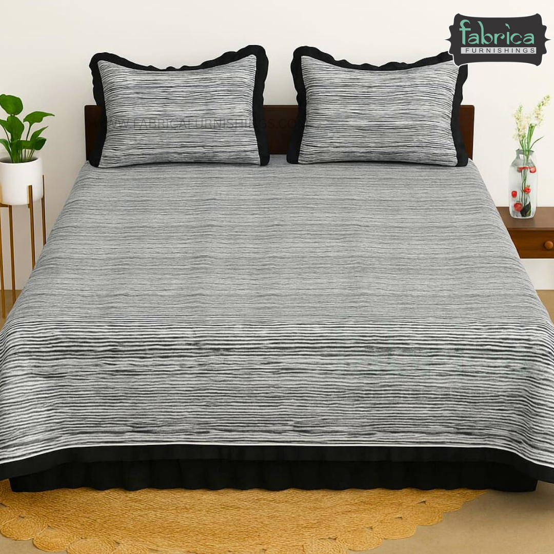 Florence Printed  King Size Pure Cotton Quilted Frill Work Bedcover