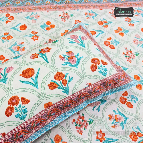 Ananta Pure Cotton Handblock Print Single Bed Bedsheet