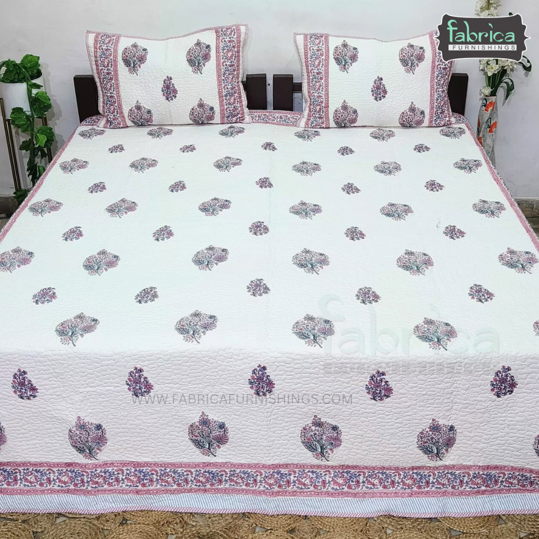 Sanganeri dreams Mul Cotton Handblock Printed king Size Quilted Bedcovers