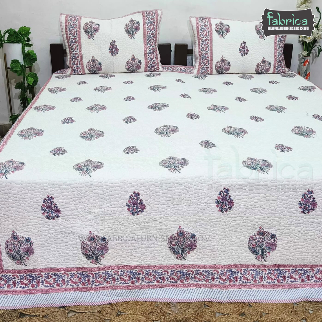 Sanganeri dreams Mul Cotton Handblock Printed king Size Quilted Bedcovers