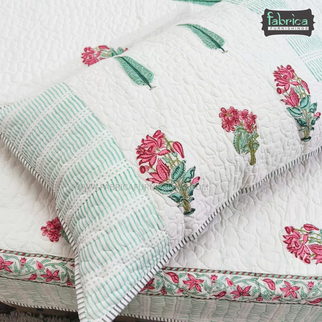 Sanganeri dreams Mul Cotton Handblock Printed king Size Quilted Bedcovers