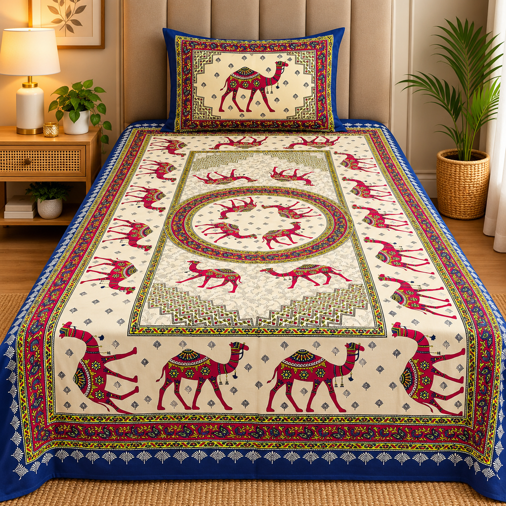 Rangbirangi  Printed Single Bed Pure Cotton Bedsheet Set