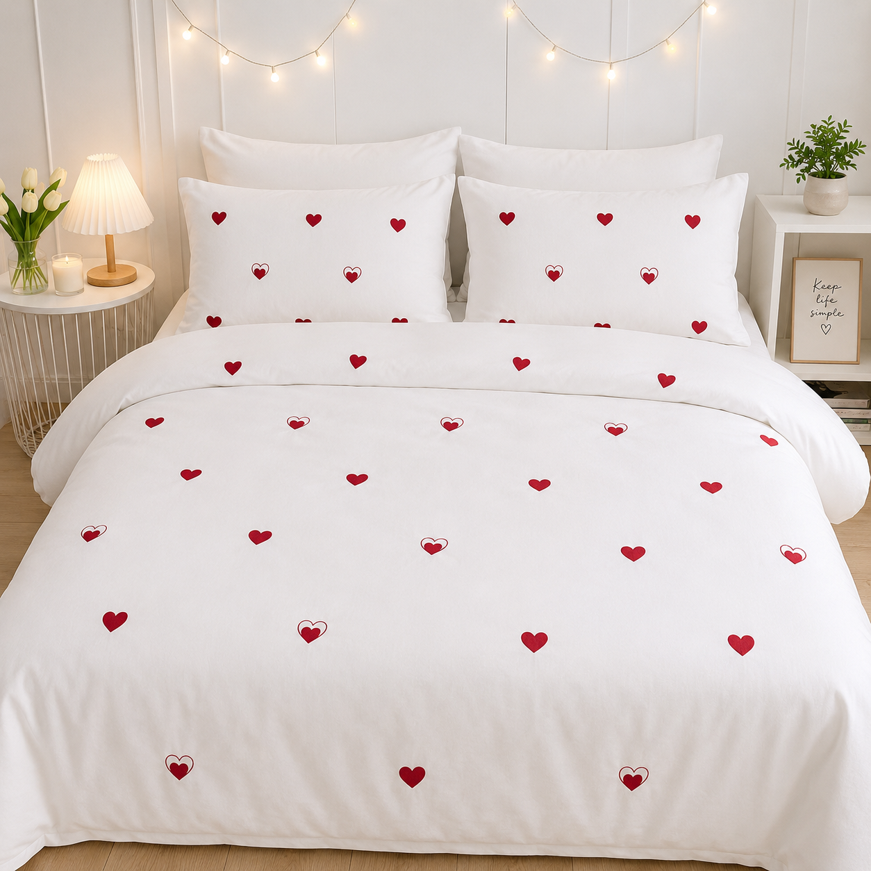 Floral Bloom Embroidered King Size Pure Cotton Bedsheet Set