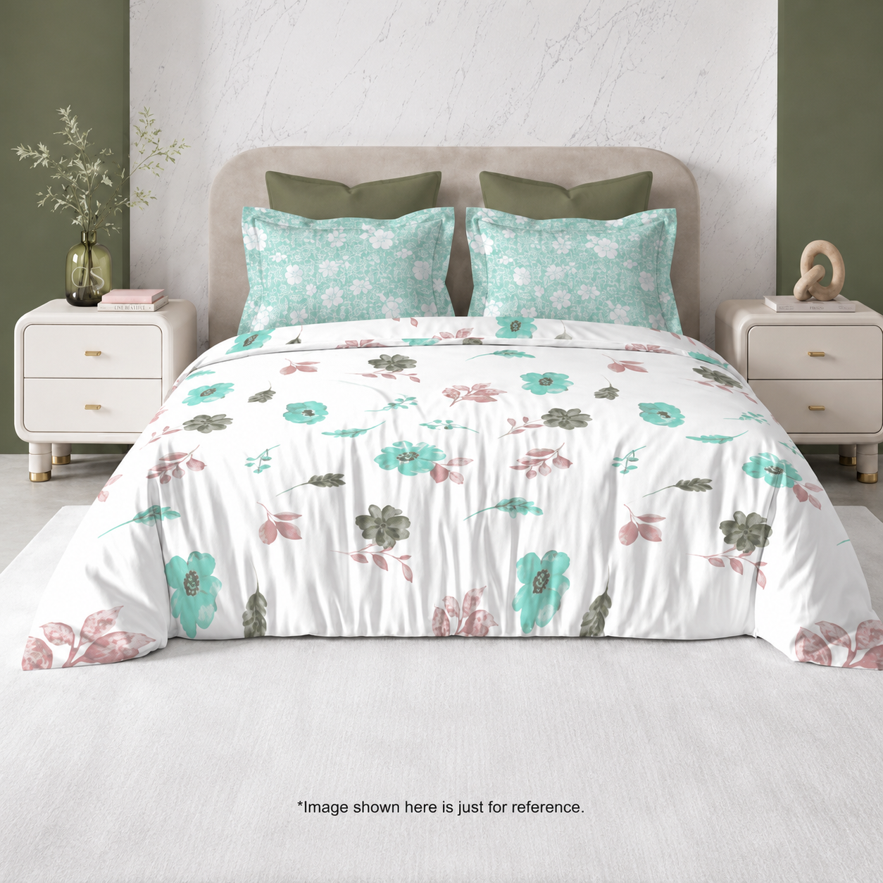 Summer Blues Super King Size Pure Cotton Printed Bedsheet Set